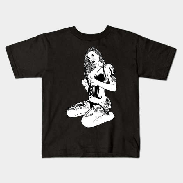 The Girl With Tattoo Kids T-Shirt by The Roses Are Rosie